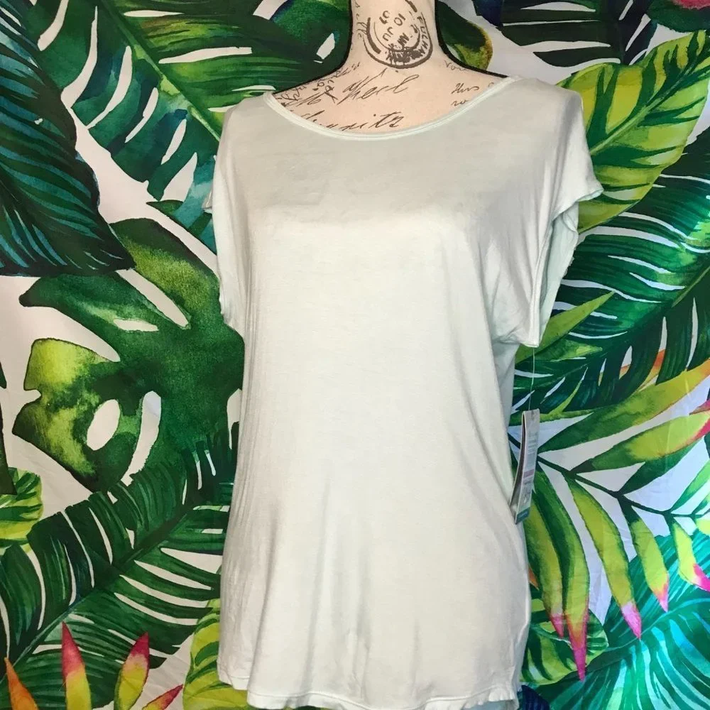 NWT $30 GAIAM Women’s Small Loose Fit Oversize Open Back Summer Athleisure Tee - Picture 1 of 6